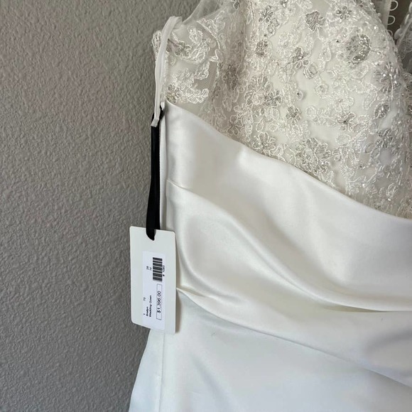 Plus Size Robin Jillian Bridal Button Lace Back Ruched Train New Wedding Dress - Picture 15 of 16